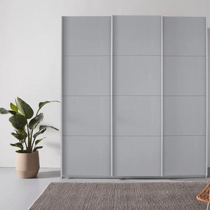 Schwebetürenschrank RAUCH Oteli Schränke Gr. B/H/T: 203 cm x 210 cm x 68 cm, 3 St., grau (seidengrau) Schwebetürenschränke und Schiebetürenschränke in verschiedenen Dekor- Hochglanzfarben