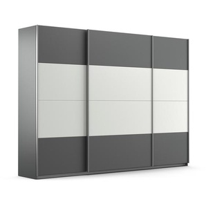 Schwebetürenschrank RAUCH Quadra Schränke Gr. B/H/T: 315 cm x 230 cm x 62 cm, 3 St., grau (grau metallic, weißglas) Schranksysteme und Schrankserien mit Glaselementen