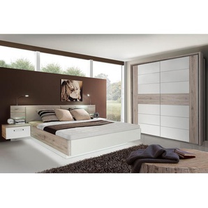 Schwebetürenschrank Rubik 220cm Braun/Weiß
