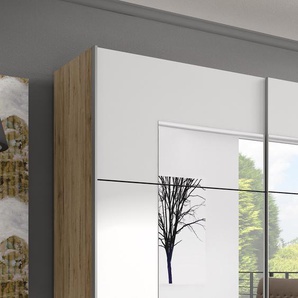 Schwebetürenschrank Salton 200cm Beige/Eiche Sanremo Dekor/Weiß