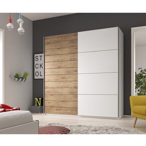 Schwebetürenschrank Scotter 200cm Braun/Weiß/Eiche Grandson Dekor