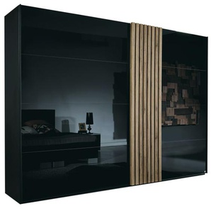 Schwebetürenschrank Tegio, schwarz/San Remo-Nachbildung, 280 x 223 cm