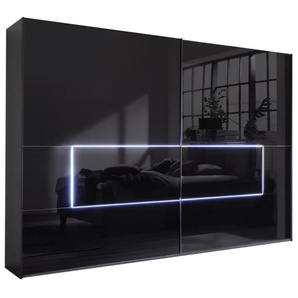 Schwebetürenschrank Tesero, schwarz, 240 x 236 cm