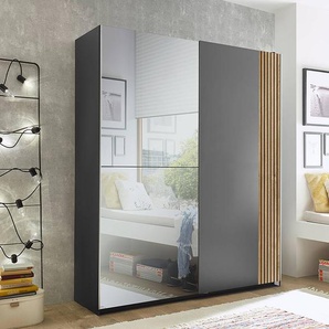 Schwebetürenschrank Tyran mit Spiegel 170 x 196 x 58cm Grau