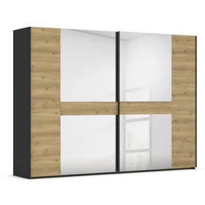 Schwebetürenschrank Ventura, Asteiche Nachbildung/schwarz, 301 x 223 cm