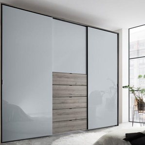 Schwebetürenschrank Visio, hellgrau, 298 x 240 cm, inkl. TV-Fach