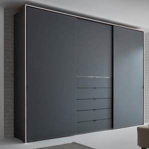 Schwebetürenschrank Visio, Vulkanglas/Vulkan Matt, 336 x 240 cm, inkl. TV-Fach
