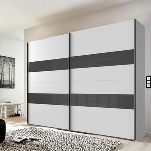Schwebetürenschrank WIMEX Altona Schränke Gr. B/H/T: 225 cm x 208 cm x 65 cm, 2 St., weiß (weiß, grauglas) Schwebetürenschränke und Schiebetürenschränke mit Glaselementen zusätzlichen Einlegeböden