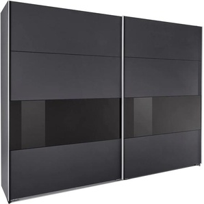 Schwebetürenschrank WIMEX Bramfeld Schränke Gr. B/H/T: 270 cm x 208 cm x 64 cm, 2 St., schwarz (graphit, absetzung schwarzglas) Schwebetürenschränke und Schiebetürenschränke mit Glaselementen zusätzlichen Einlegeböden