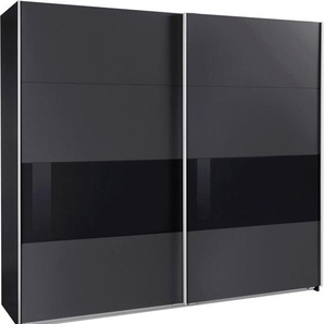 Schwebetürenschrank WIMEX Bramfeld TOPSELLER Kleiderschrank, schwarz (graphit, absetzung schwarzglas), B:225cm H:208cm T:64cm, Schränke, mit Glaselementen und zusätzlichen Einlegeböden, Topseller