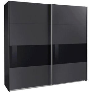 Schwebetürenschrank WIMEX Bramfeld TOPSELLER Kleiderschrank, schwarz (graphit, absetzung schwarzglas), B:225cm H:236cm T:64cm, Schränke, mit Glaselementen und zusätzlichen Einlegeböden, Topseller