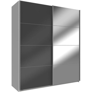 Schwebetürenschrank WIMEX Easy Schränke Gr. B/H/T: 135 cm x 210 cm x 65 cm, 2 St., grau (weiß, grauglas, spiegel) Schranksysteme und Schrankserien