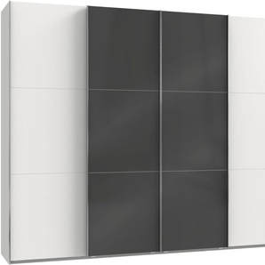 Schwebetürenschrank WIMEX Level by fresh to go Schränke Gr. B/H: 300 cm x 236 cm, 4 St., weiß (weiß, grauglas) Schranksysteme und Schrankserien mit Glastüren Synchronöffnung