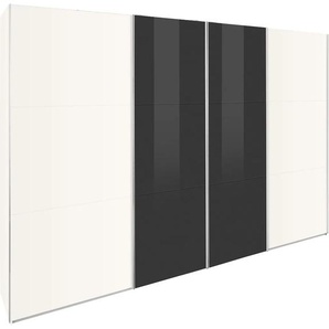 Schwebetürenschrank WIMEX Level by fresh to go Schränke Gr. B/H: 350 cm x 236 cm, 4 St., weiß (weiß, grauglas) Schranksysteme und Schrankserien mit Glastüren Synchronöffnung