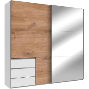 Schwebetürenschrank WIMEX Level by fresh to go Schränke Gr. B/H/T: 200 cm x 236 cm x 65 cm, 2 St., weiß (weiß, plankeneichefarben) Schranksysteme und Schrankserien jeweils mit einer Spiegeltür