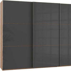 Schwebetürenschrank WIMEX Level by fresh to go Schränke Gr. B/H/T: 300 cm x 216 cm x 65 cm, 3 St., grau (plankeneichefarben, grauglas) Schranksysteme und Schrankserien mit Glastüren
