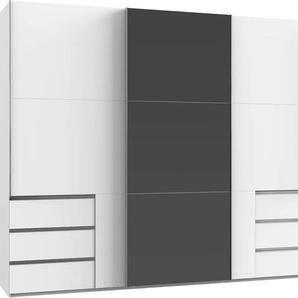 Schwebetürenschrank WIMEX Level by fresh to go Schränke Gr. B/H/T: 300 cm x 236 cm x 65 cm, 3 St., weiß (weiß, grauglas) Schranksysteme und Schrankserien