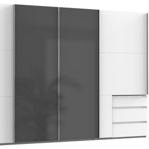 Schwebetürenschrank WIMEX Level by fresh to go Schränke Gr. B/H/T: 350 cm x 216 cm x 65 cm, 4 St., weiß (weiß, grauglas) Schranksysteme und Schrankserien mit Glastüren Synchronöffnung