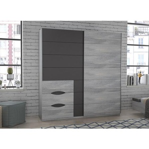 Schwebetürenschrank Yutta 200 x 210 x 61cm Grau