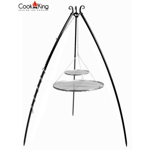 Schwenkgrill 200 cm Doppelgrillrost aus Edelstahl 80 + 40 cm