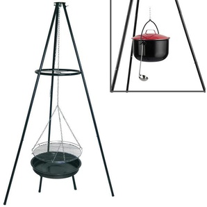 Schwenkgrill, Rot, Schwarz, Metall, Grillrost höhenverstellbar, Grills, Holzkohlegrills