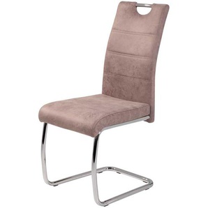 Schwingstuhl in Beige Vintage Microfaser (4er Set)