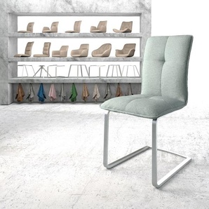 Schwingstuhl Maddy-Flex Stripes Mint Freischwinger flach Edelstahl  Wellenfederung, Esszimmerstühle