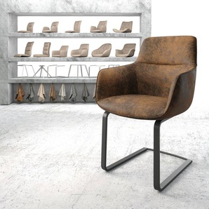 Schwingstuhl Pejo-Flex Braun Antik Freischwinger flach Schwarz, Esszimmerstühle