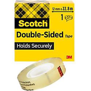 Scotch Doppelseitiges Klebeband Transparent ohne Schutzfolie 12 mm x 22,8 m 11273