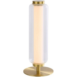 Searchlight Tischleuchte Mod LED Table Lamp, Satin Brass Metal, Opal Acrylic & Clear, LED fest integriert, Warmweiß