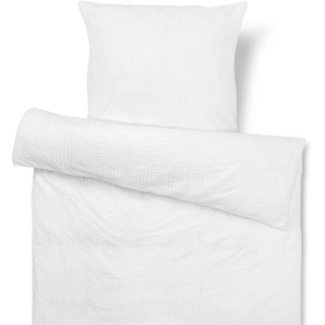Seersucker-Bettwäsche, weiß, Normalgröße