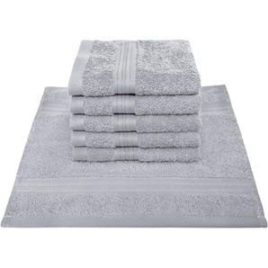 Seiftuch DYCKHOFF Siena Waschlappen Gr. B/L: 30 cm x 30 cm, silberfarben (silber) Waschhandschuhe Waschlappen mit Bordüre