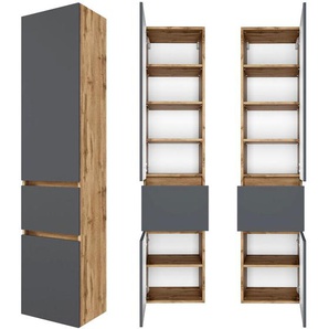 Seitenschrank Badezimmer LAURIA-03 in Wotaneiche Nb. mit matt grau, BxHxT: ca. 40x180x35 cm