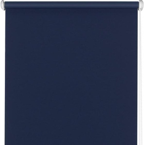 Seitenzugrollo GARDINIA Uni-Rollo Abdunklung Rollos Gr. 180 cm, einseitig verschiebbar, 162 cm, blau (241 dunkelblau) Seitenzugrollos Abschlussprofil in weiß