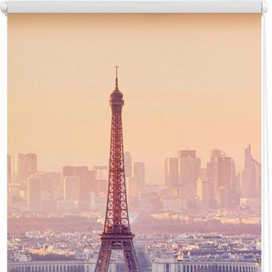 Seitenzugrollo Klemmfix Motiv Eiffelturm, LICHTBLICK ORIGINAL, Lichtschutz, ohne Bohren, freihängend, Klemmfix, bedruckt