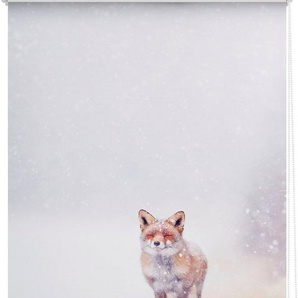 Seitenzugrollo Klemmfix Motiv Fuchs im Schnee, LICHTBLICK ORIGINAL, Lichtschutz, ohne Bohren, freihängend, Klemmfix, bedruckt