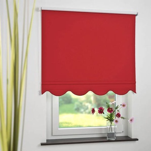Seitenzugrollo LIEDECO Rollos Gr. 180 cm, 122 cm, rot Verdunkelungsrollos Rollo Volantrollo - Volant Klassik, Fixmaß