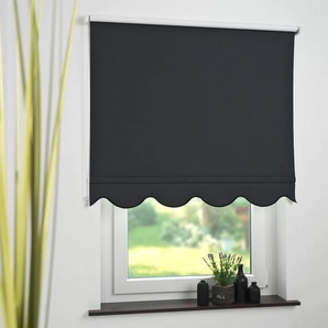 Seitenzugrollo LIEDECO Rollos Gr. 180 cm, 212 cm, schwarz Verdunkelungsrollos Volantrollo - Volant Klassik, Fixmaß