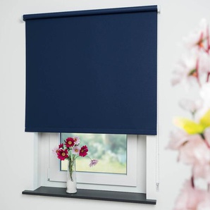 Seitenzugrollo LIEDECO Uni Rollos Gr. 180 cm, 202 cm, blau (dunkelblau) Verdunkelungsrollos Rollo
