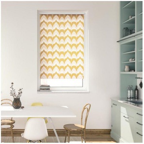 Seitenzugrollo Rollo Klemmfix, ohne Bohren, blickdicht, Boho Zig Zag - Gelb, LICHTBLICK ORIGINAL, blickdicht, freihängend, Klemmfix