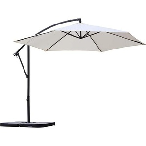 Sekey Ampelschirm 300 cm Aluminium, Knickbar, mit Kurbel & Ständer, UV50+ Schutz, für Terrasse und Balkon, Creme 39930108