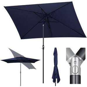 Sekey Sonnenschirm 300 x 200 cm Rechteckschirm Aluminium Marktschirm Rechteckig, mit Kurbel, Dunkelblau UB117