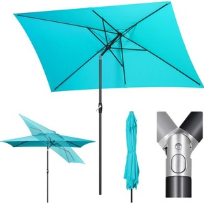 Sekey Sonnenschirm 300 x 200 cm Rechteckschirm Aluminium Marktschirm Rechteckig, mit Kurbel, Türkis UB121