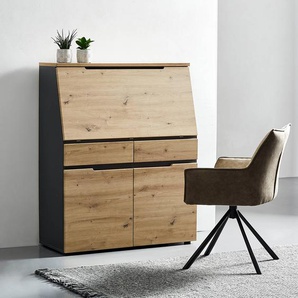 Sekretär 100 x 124 x 41cm Braun/Grau/Beige