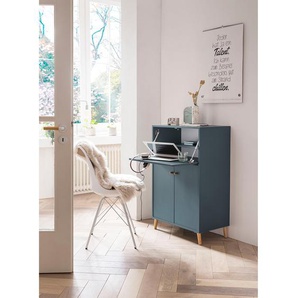 Sekretär 65 x 102 x 39cm Blau/Graublau