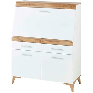 Sekretär - weiß - Materialmix - 98 cm - 124 cm - cm 42,0 | Möbel Kraft