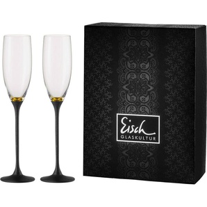Sektglas EISCH Champagner Exklusiv Trinkgefäße goldfarben (goldfarben, schwarz) Kristallgläser Echtgoldauflage, Teilveredelung in Steinoptik, 180 ml, 2-teilig