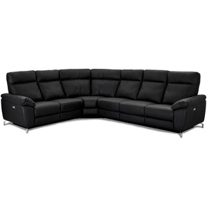 Selesta Ecksofa HSL Recliner Leder schwarz Couch Garnitur Wohnzimmer Sitzmöbel