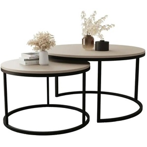 Selsey Couchtisch 2er Set Bello ¦ beige ¦ Maße (cm): H: 46 Ø: 80