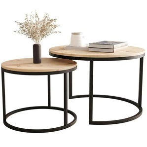 Selsey Couchtisch 2er Set Bello ¦ holzfarben ¦ Maße (cm): H: 46 Ø: 70